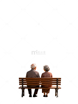 古风夕阳老年情侣插画背景