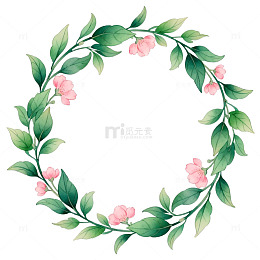 水彩花环装饰画框