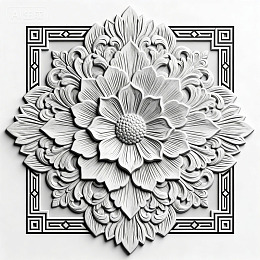 浮雕花卉装饰图案雕刻艺术