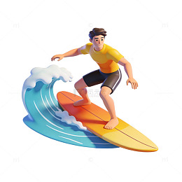 动感冲浪卡通插画