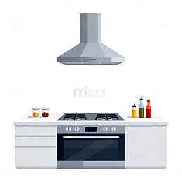 现代简约厨房设备矢量图
