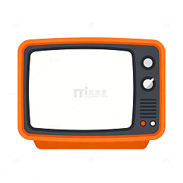 复古橙色电视机图标素材