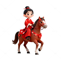 古风卡通骑马少女插画