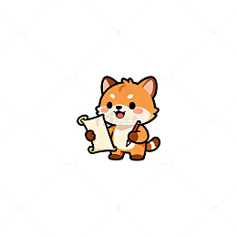 卡通柴犬卷轴设计素材