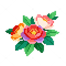 像素风格花卉装饰图案