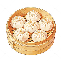 小笼包美食插画