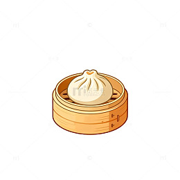 小笼包插画风格美食素材