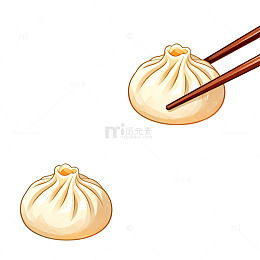 卡通风格小笼包美食插画