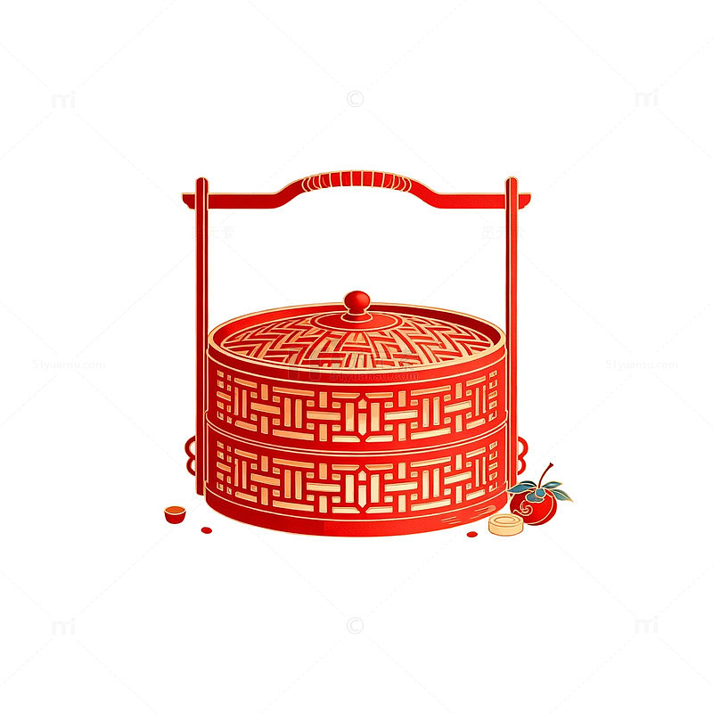 中国风红色圆形礼盒图案