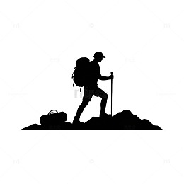 徒步登山剪影图标