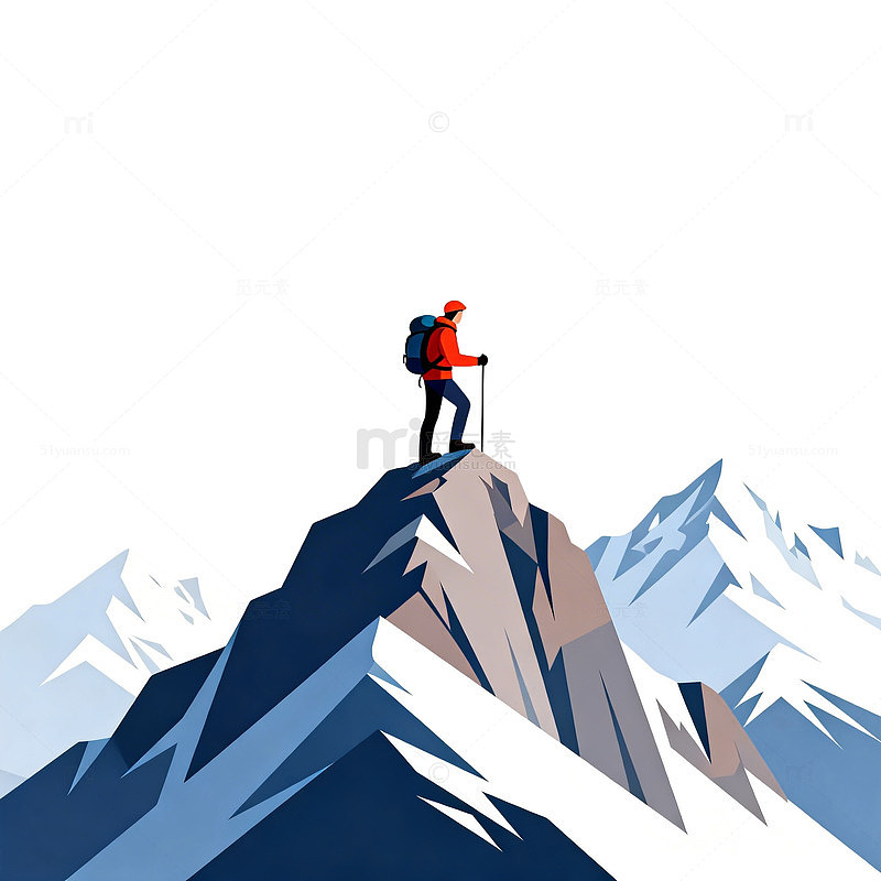 登山者雪山顶峰插画