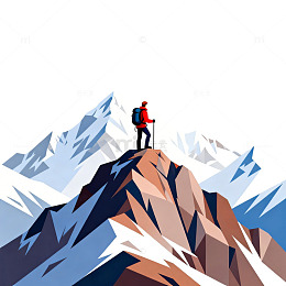 登山者雪山顶峰插画