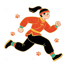 卡通人物跑步插图