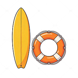 海滩度假元素卡通插画