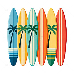 夏日冲浪板插画设计
