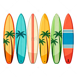 多彩冲浪板设计插画