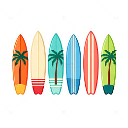 冲浪板插画热带风情
