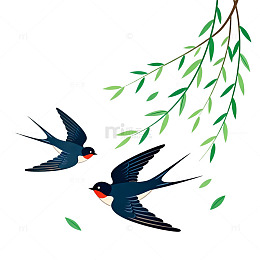 卡通燕子春天插画