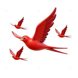 3D红色飞鸟动画素材