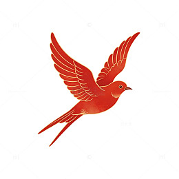 红色飞鸟艺术插画