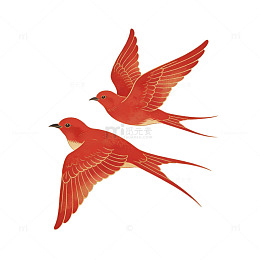 红鸟飞翔插画素材