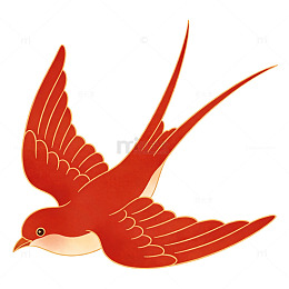 红色飞鸟插画设计元素