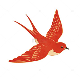 红色飞鸟艺术插画
