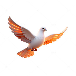 3D卡通白鸽飞翔插图