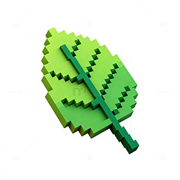 像素风绿叶扇子插画设计