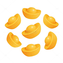 金色元宝财富象征设计元素