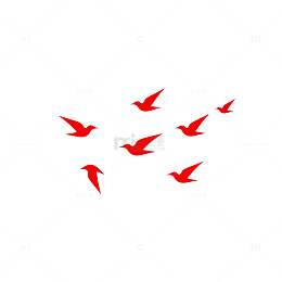 简约红鸟群飞图案设计素材