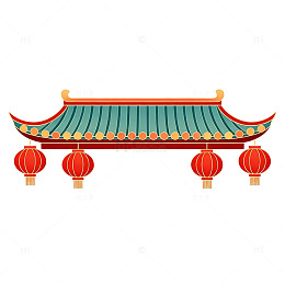 中国风传统建筑灯笼图案