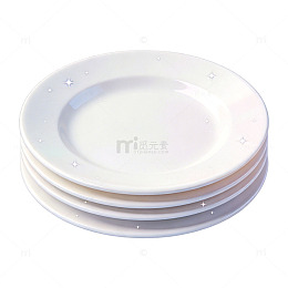 透明风格白色餐盘叠放图