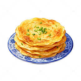 水彩风格煎饼美食插画