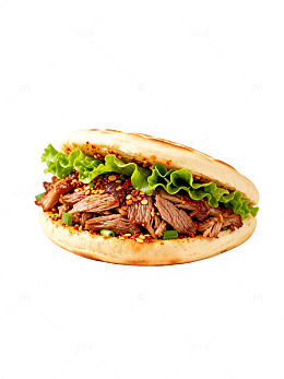 美食风格夹肉面包食材