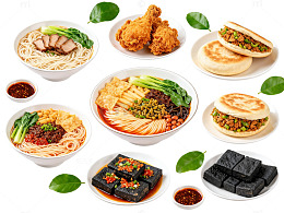 美食亚洲风味面条小吃拼盘