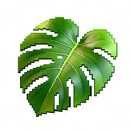 像素风绿叶图案设计素材