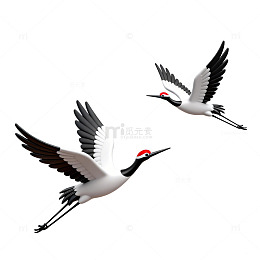 简约黑白鹤飞翔矢量图