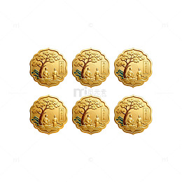 金色古树装饰图案设计元素