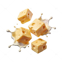 透明背景奶酪方块插画素材