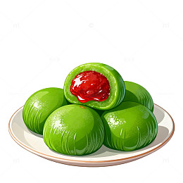 卡通风格青团美食插画设计素材