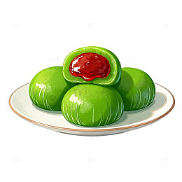 绿色汤圆插画风格美食素材