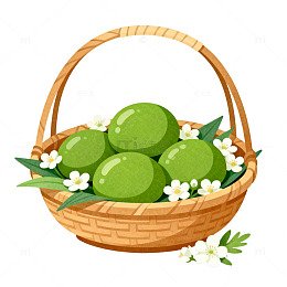 卡通风格青团插画设计素材