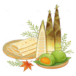 春日美食青笋糕点插画素材