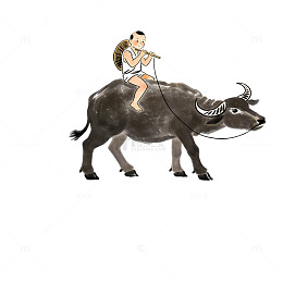 古风牧童山水画设计元素