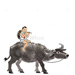 水墨童趣牧童牛图