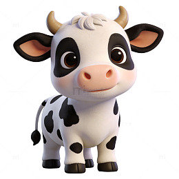 可爱卡通小牛3D模型