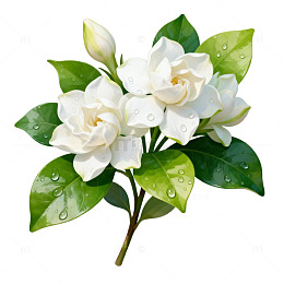 清新栀子花插画素材