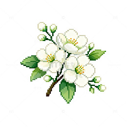 像素风格白色花朵插画素材