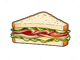 三明治插画风格美食矢量素材